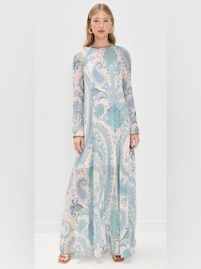 NWT Zimmermann Illuminate Bead-Embellished Paisley-Print Crepe De Chine Dress